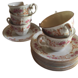 Digoin porcelain cups and sub-cups set