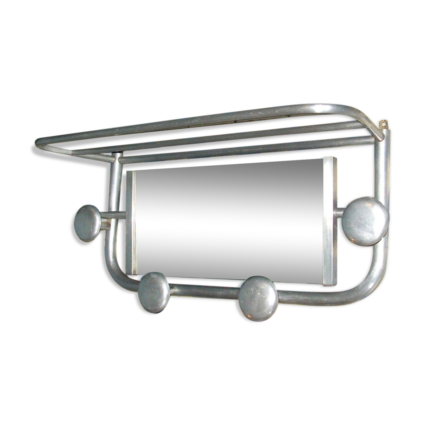 Vintage aluminum with mirror coat rack