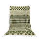 Handmade pure wool rug, green and white, size 140 x 260 cm