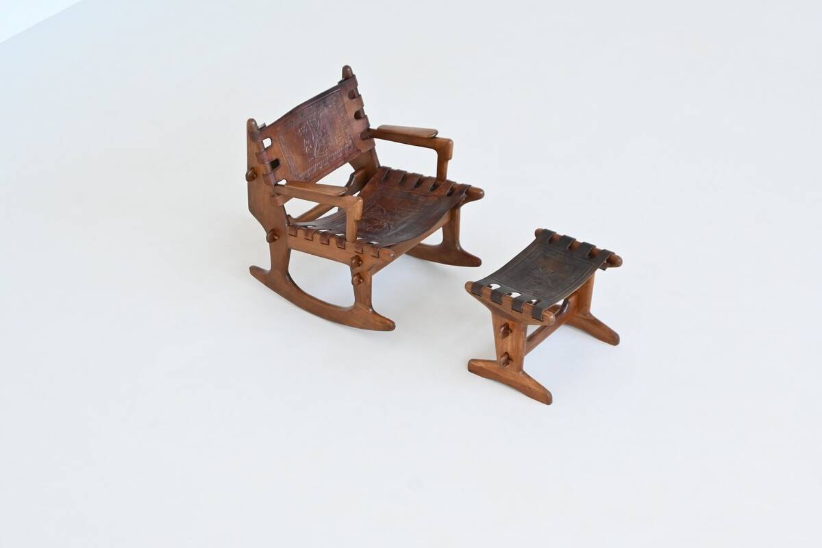 Angel Pazmino rocking chair and hocker Muebles de Estilo Ecuador 1960