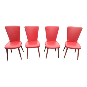 4 chaises vintage en - rouge