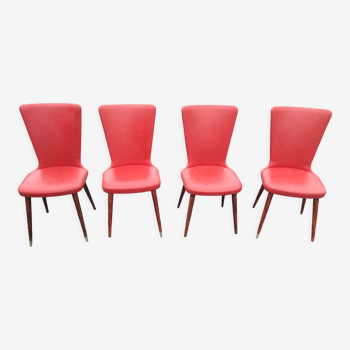 4 vintage chairs in red skaï