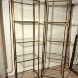 Pair of brass and gilded bronze shelves feet lion's feet