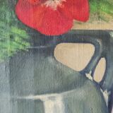 Painting bouquet of anemone flowers from the 40s signed