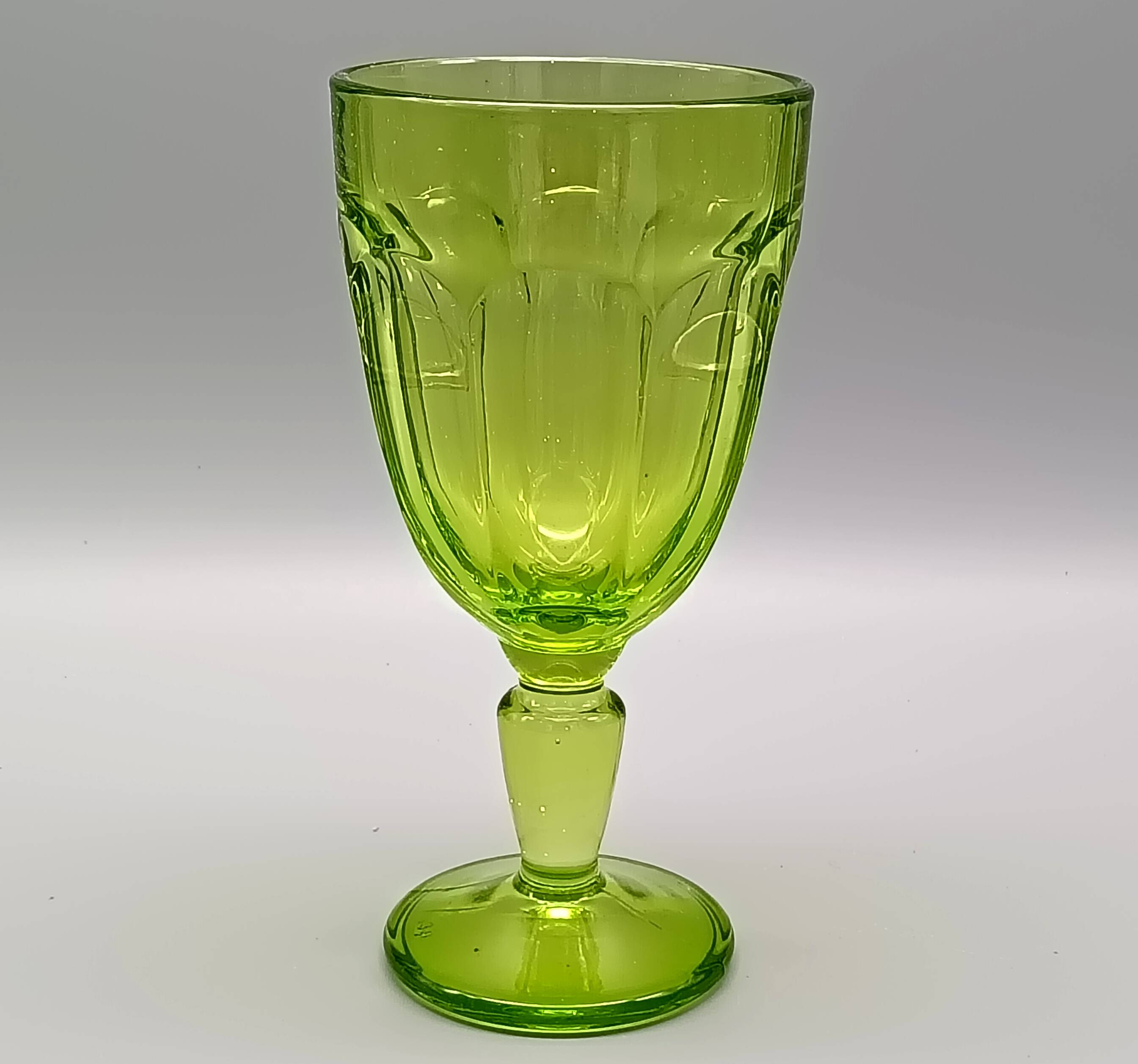 6 vintage anise green stemmed glasses