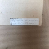 Original watercolor painting monfranc bouquet of flowers + gilded wood frame #a222