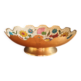 Vintage Enamelled Brass Fruit Bowl – Floral Centrepiece with Edge Fe