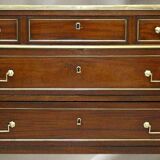 Louis XVI Officer's Chest of Drawers, 19th (19th) Century, Mahogany & Marble