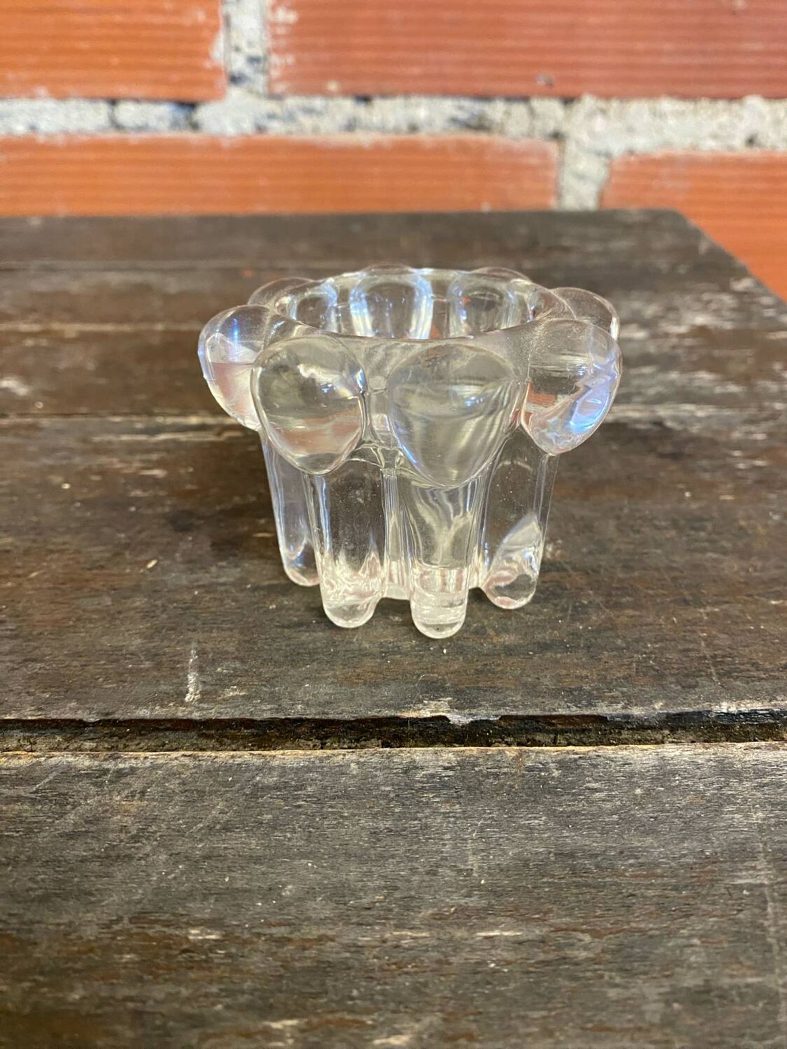 Set of 4 Vintage Glass Moulded Candle Holders 1970s France