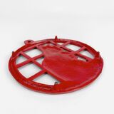Red cast iron trivia cat décor