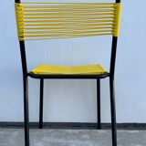 4 yellow scoubidou chairs, 1950