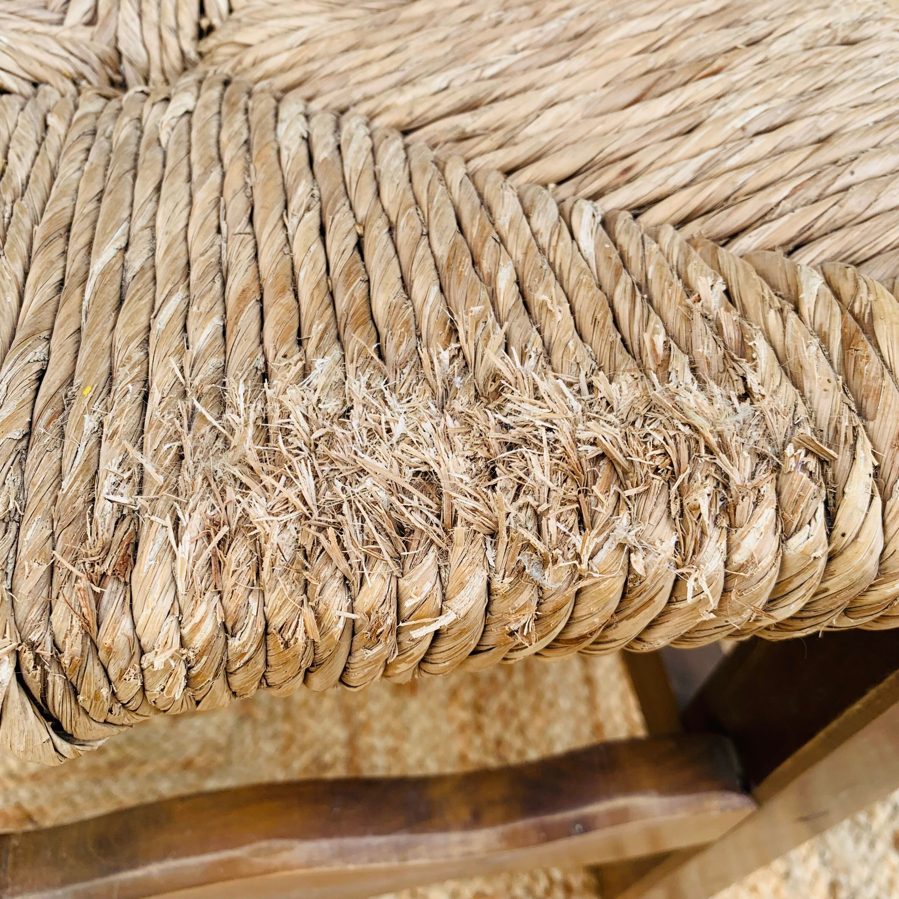 Pair of wooden and straw chairs