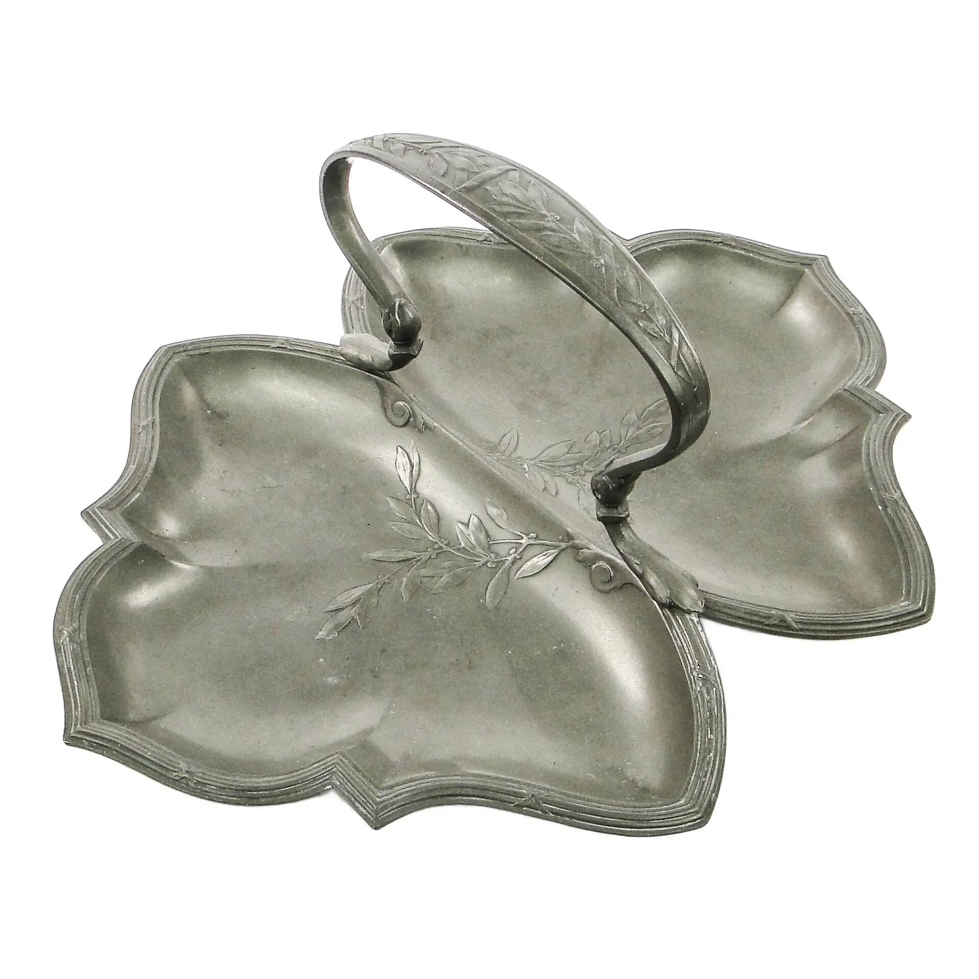 Art Nouveau appetiser cabaret, pewter, Germany, early 20th century