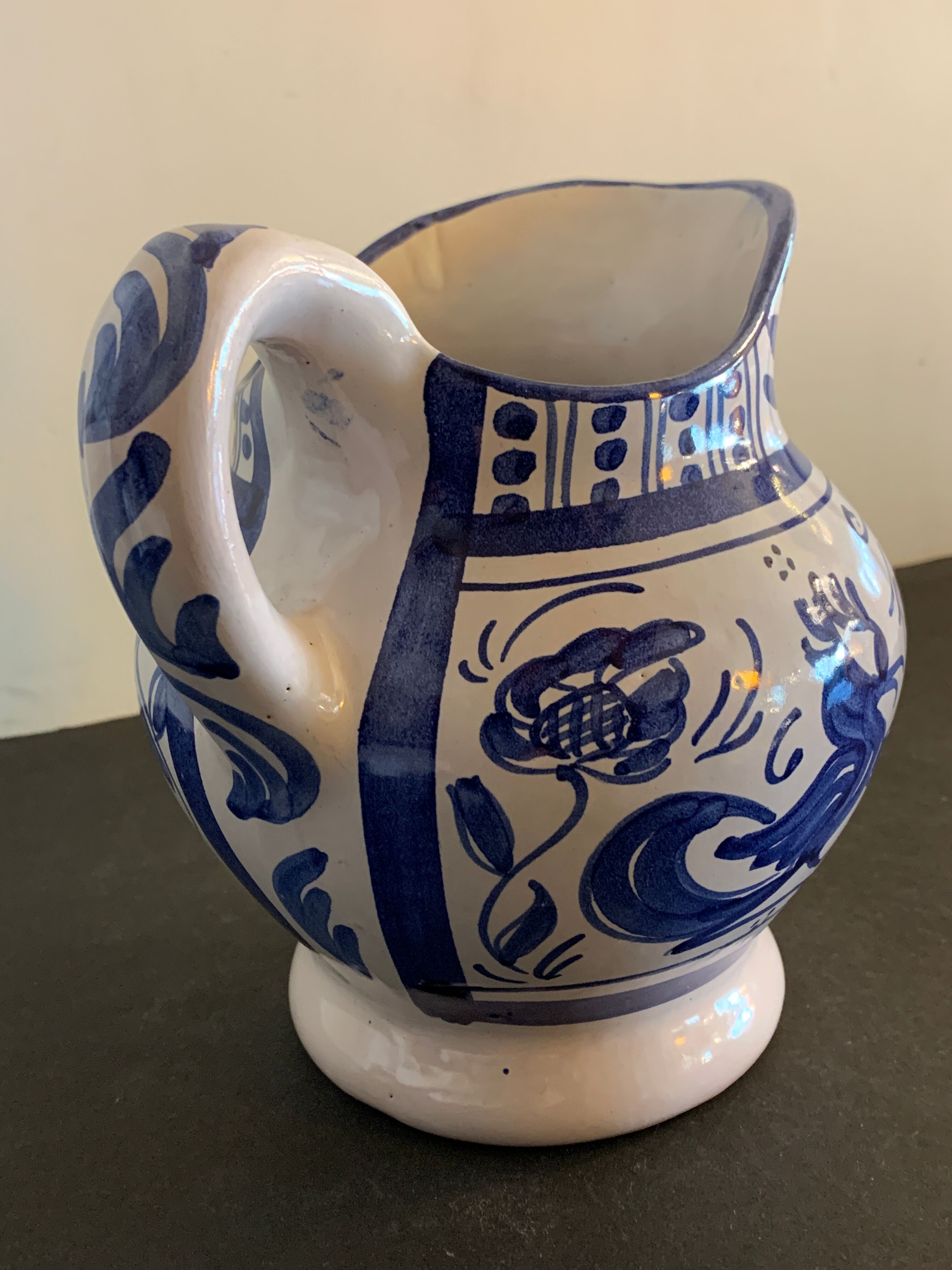 Domingo Punter blue ceramic pitcher, Teruel, 1960