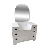 Commode buffet blanc asymétrique coiffeuse vintage