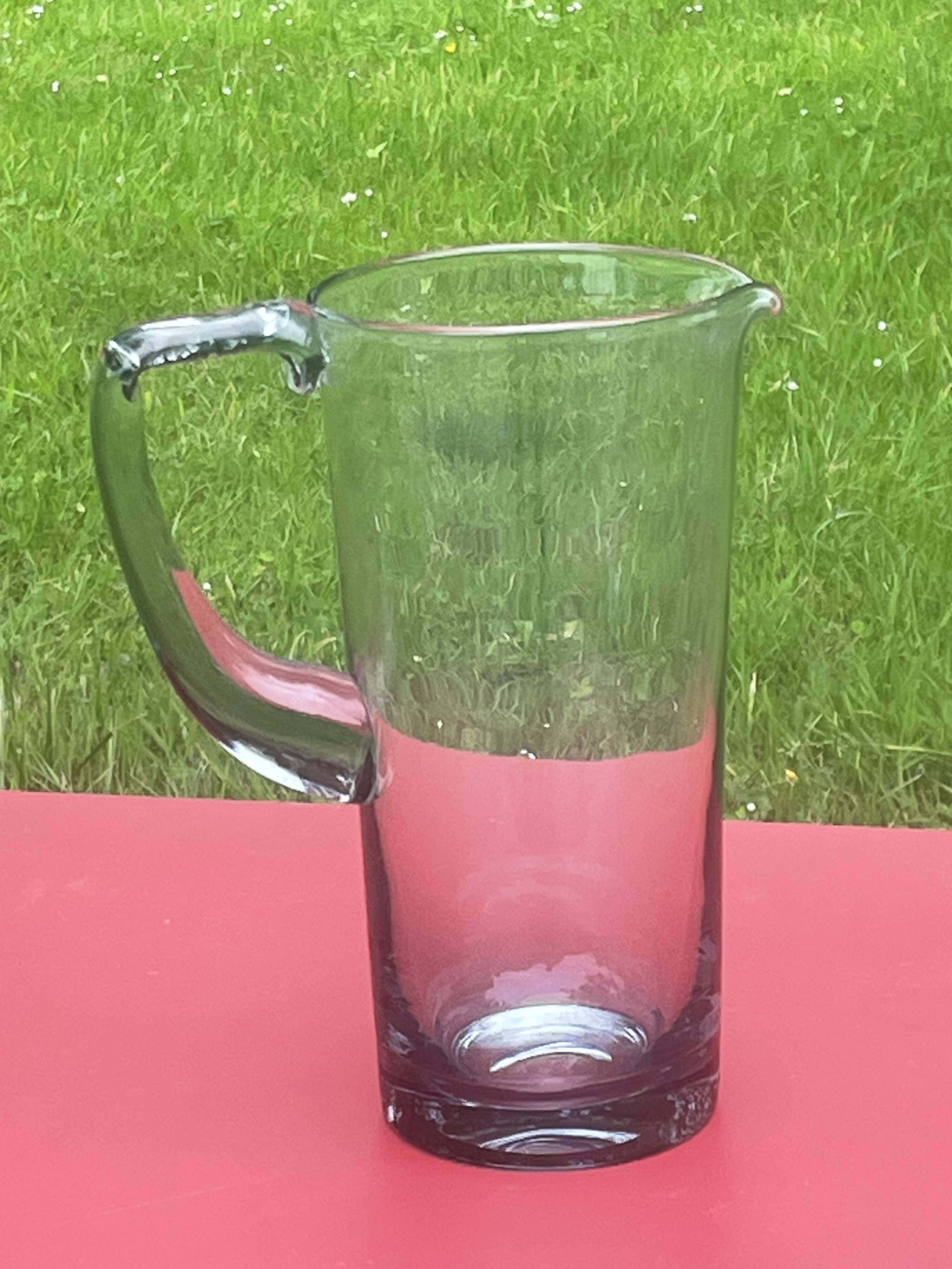 elegant water or orangeade pitcher in smoked glass from the 1970s - 25 cm