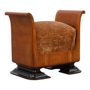 Tabouret en noyer Art - velours