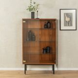 Walnut veneer display cabinet, 1960s