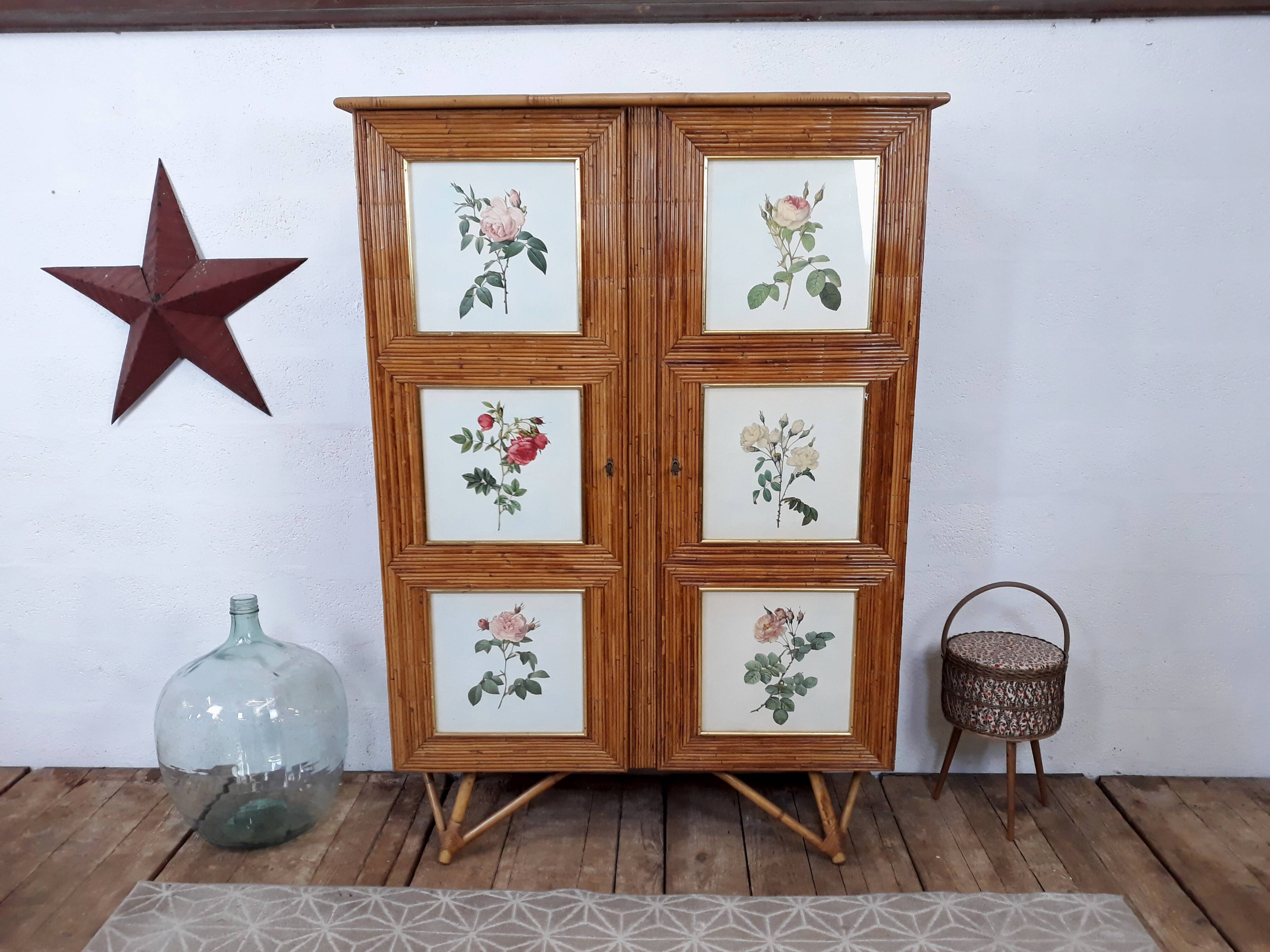 Armoire vintage en rotin