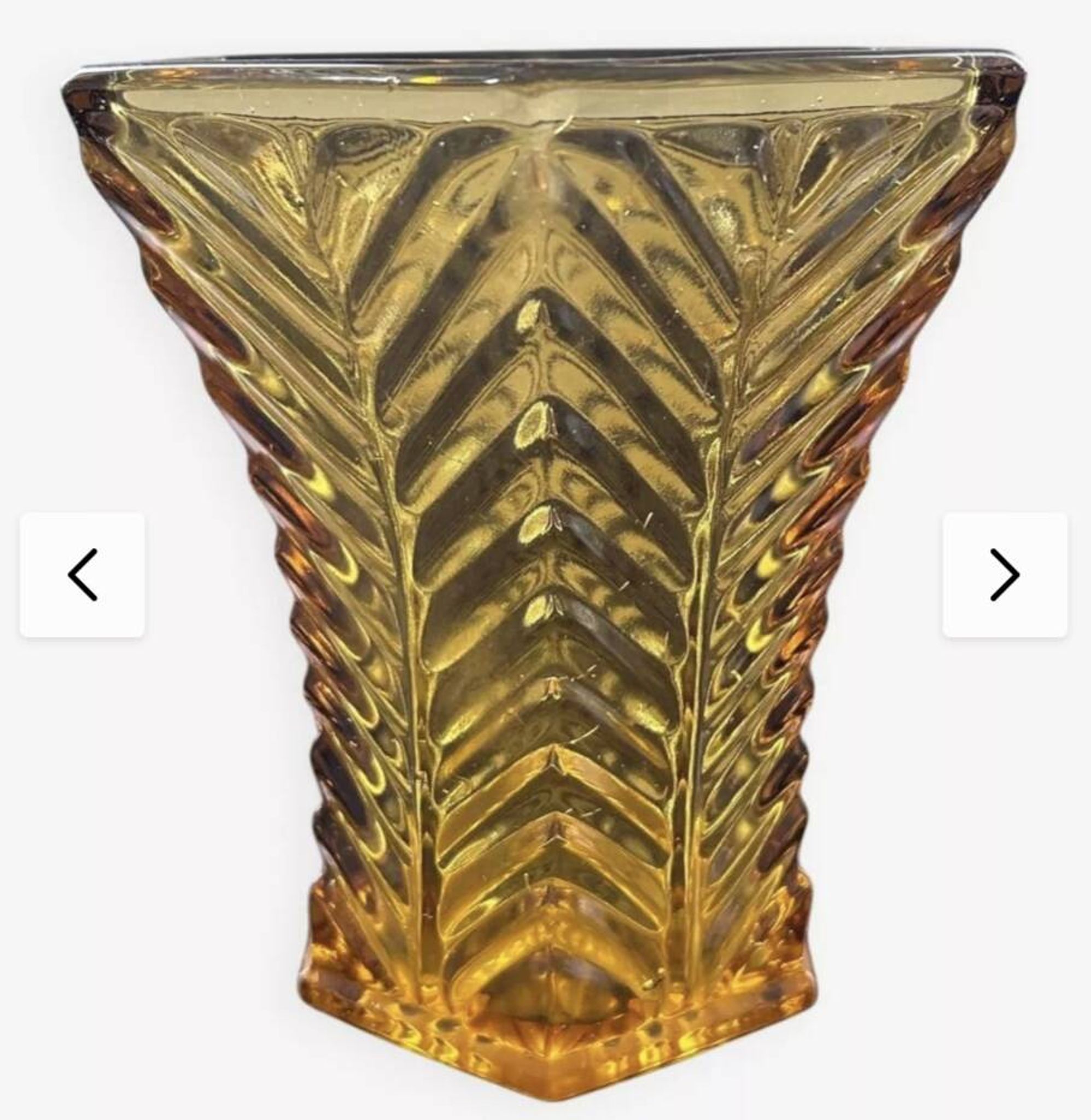 Vase ancien en verre ambré – Style Art Déco – Années 50