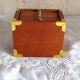 Vintage wooden and cork coaster set with decorative box