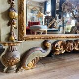 Italian mirror from the Napoleon III period in painted and gilded wood