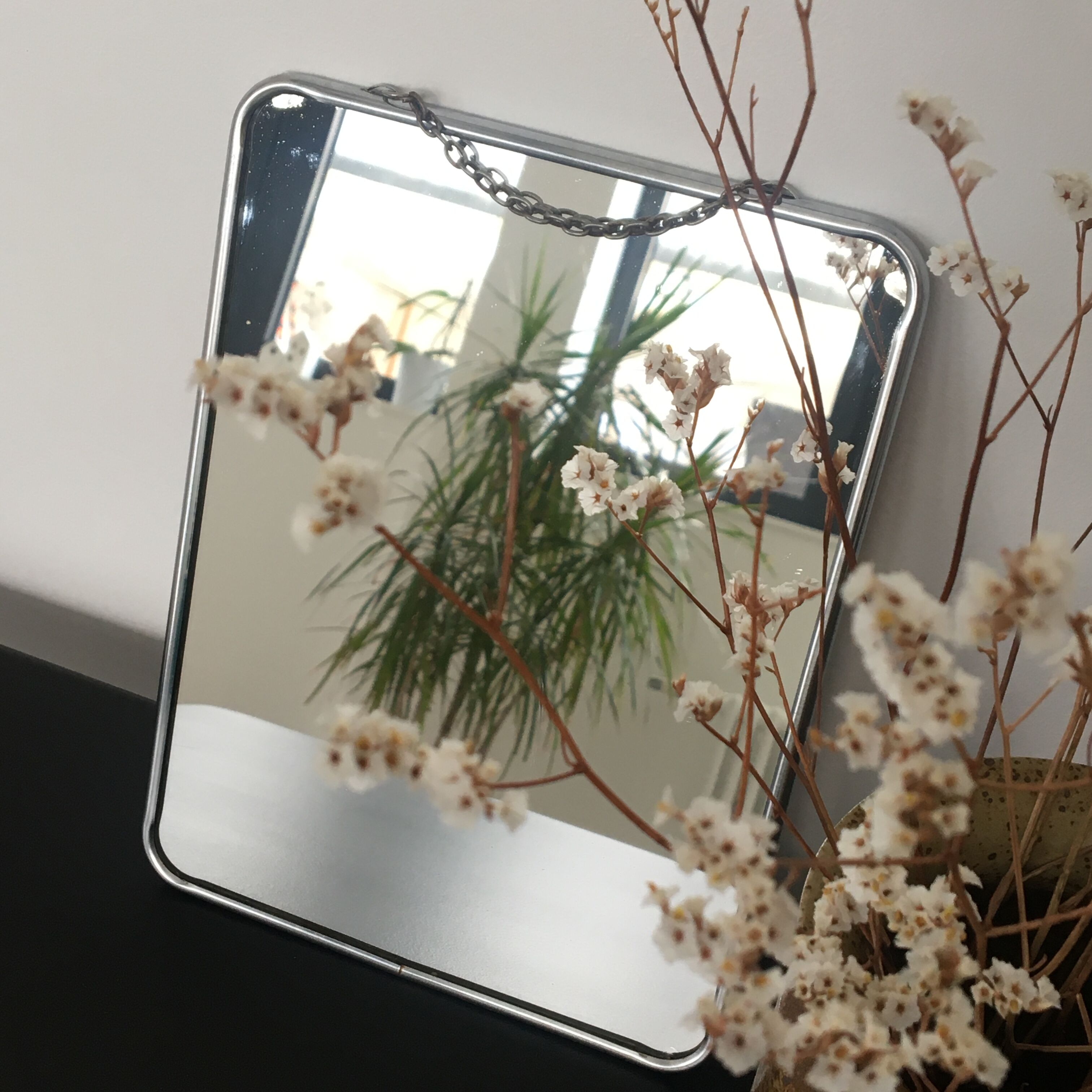 Barber mirror back vintage paper