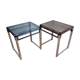 Paire de tables de chevet en plexiglas et chrome bleue et fumé, années 70