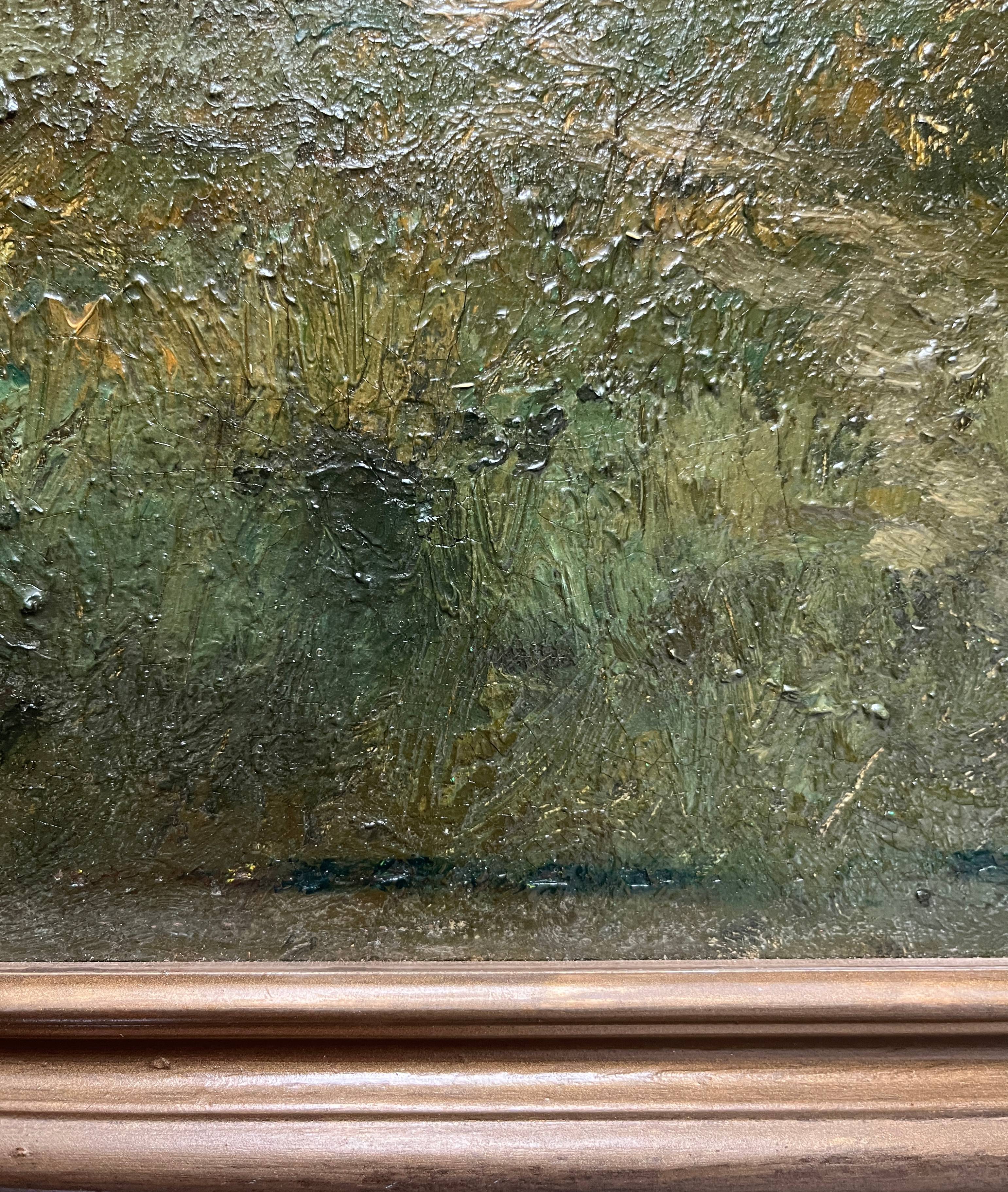HST painting "Forest landscape" 19th century Barbizon signed