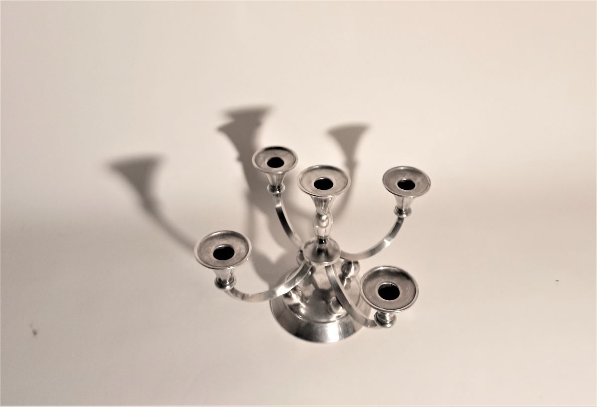Candelabra 6 branches 50s silver metal