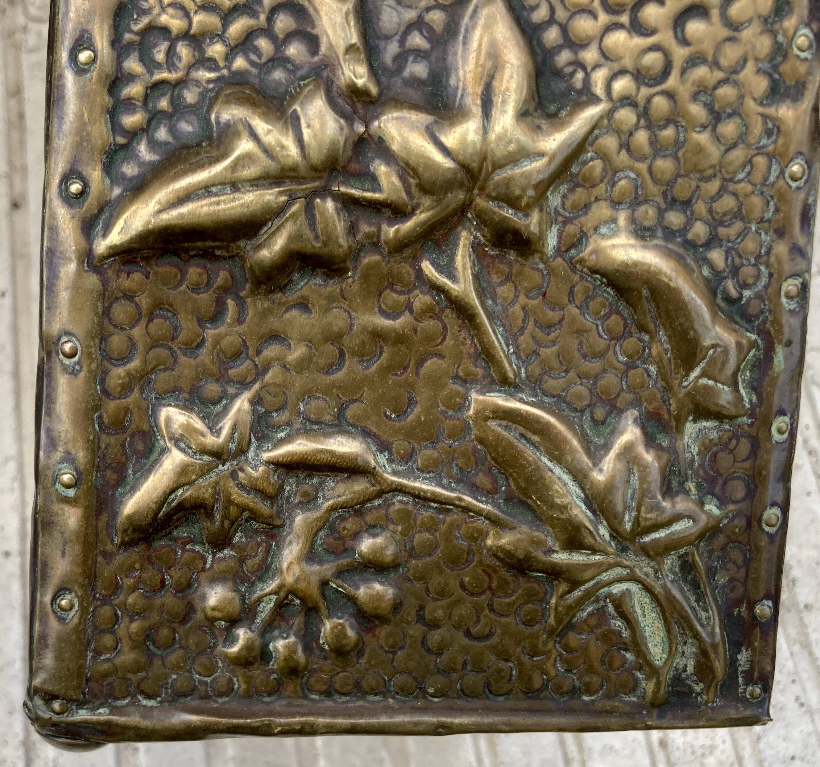 Embossed metal vase by alfred daguet, 1900 art nouveau period