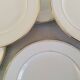 Old Earthenware Dinner Plates Hamage and Moulin des Loups White and Vintage Golden Fillet