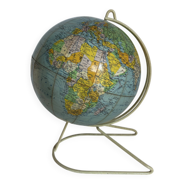 Vintage 1960 terrestrial globe by Girard Barrère in cream - 35 cm