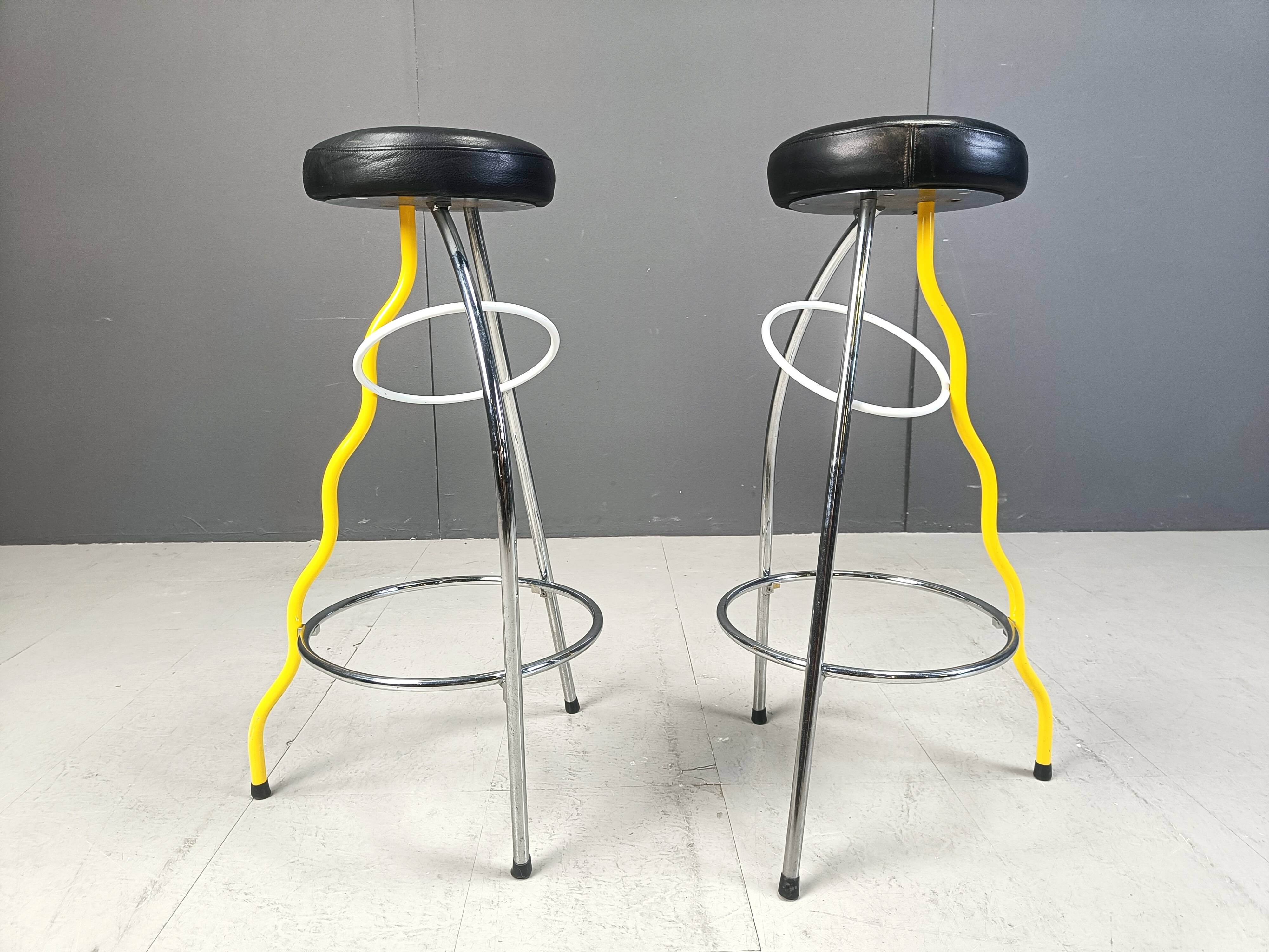 Pair of Duplex stools by Javier Mariscal for BD 1980's Memphis