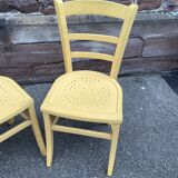 Pair of chairs type bistro in vintage wood 1950 kitchen design