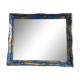 Miroir ancien style Louis Philippe patiné bleu et doré 58x48cm
