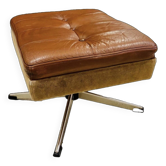Vintage Danish Mid Century Skipper Footstool Ottoman In Cognac Leather