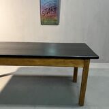 Oak farmhouse table, black top
