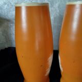 Ancien : paires de vase en verre pâte de verre orange peint