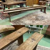 Pair of late 19th century farmhouse table benches in fir