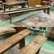 Paire de bancs de table de ferme fin XIXème en sapin