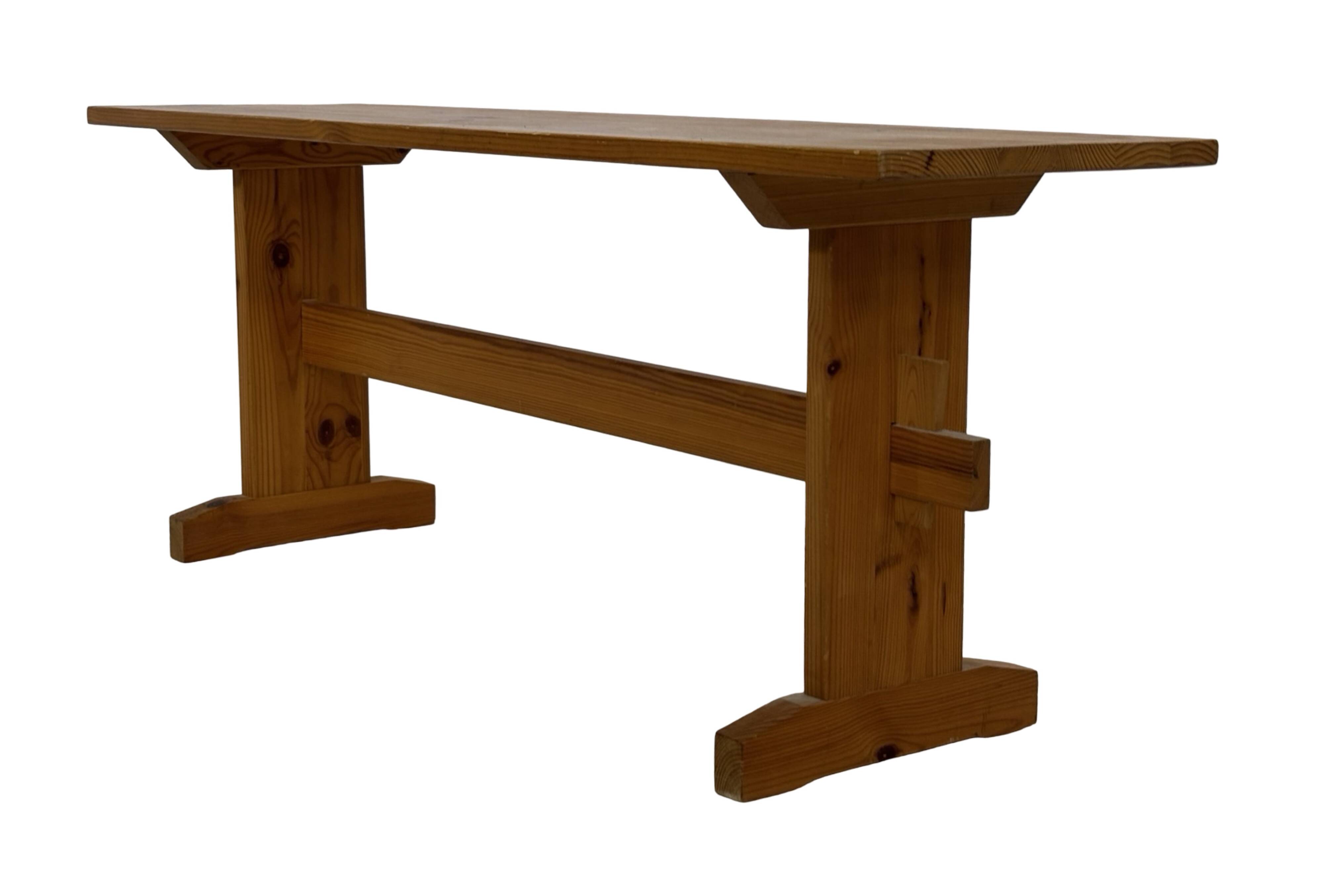 Vintage Scandinavian pinewood bench from the 1960's modern design