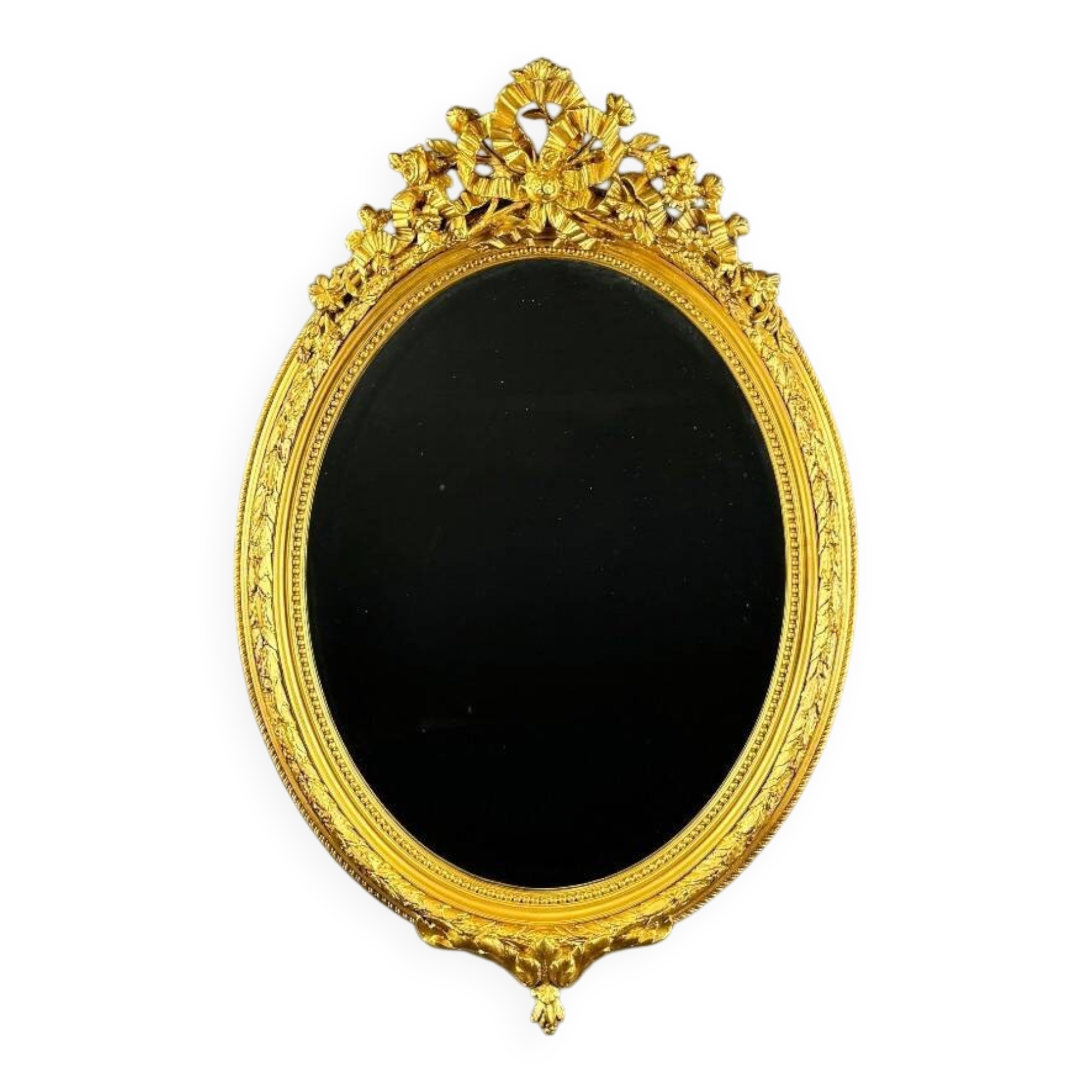 Miroir ovale doré style Louis XVI, XIXe siècle