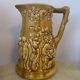 Old large Sarreguemines Majolica earthenware pitcher, vintage slip