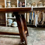 Aranjou dark wood dining table and 2 benches from the 70s/80s ☐ 200 x 89 cm