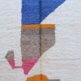 Handmade rug blue, orange, pink, gray, white 250cmx150cm colorful