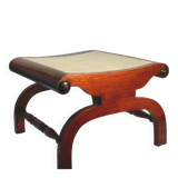 English colonial style ottoman, solid teak, with Viennese cane seat, mid-20th century.