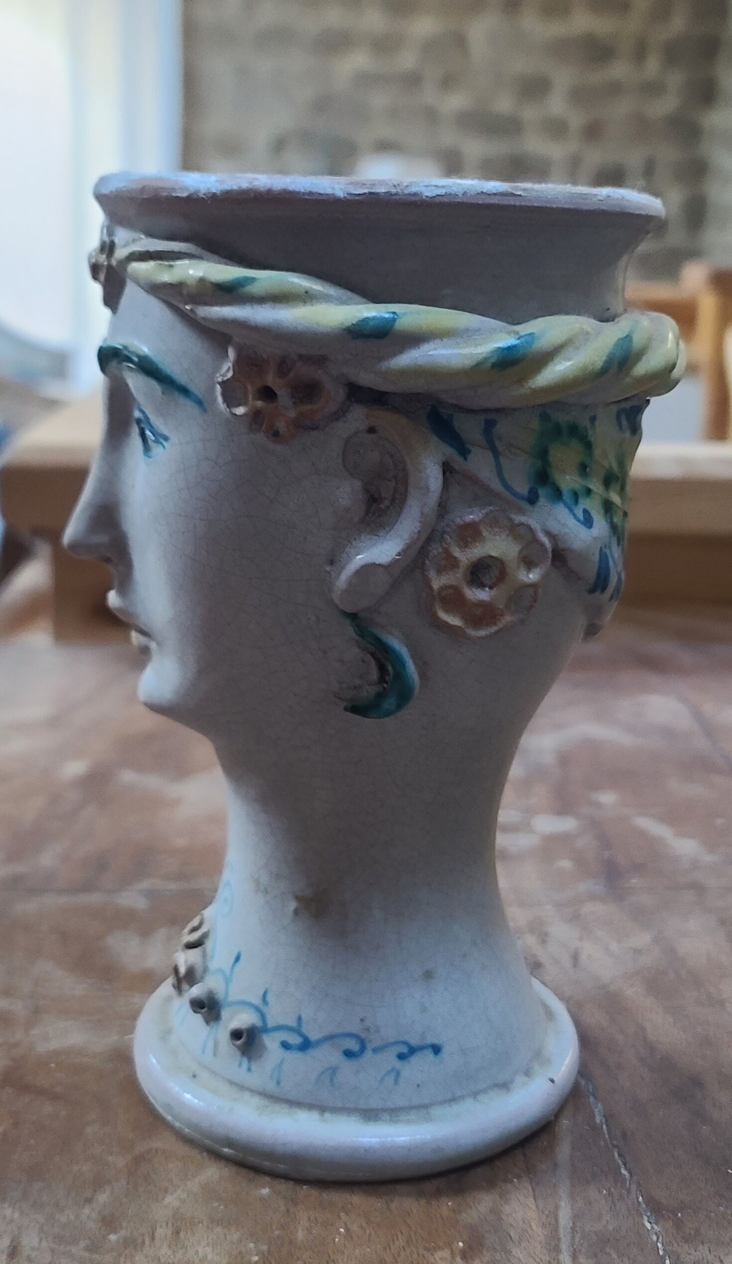 Bust vase head of a woman — Sicilian ceramic — Valde Manufacture