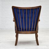1960s, Danish easy armchair by Fritz Hansen, wool fabric, beech wood.