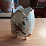 TRIPOD VASE *EGG PORCELAIN OF LIMOGES BIRD